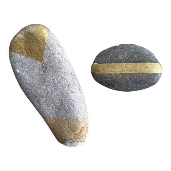 Hand Painted Gold Stone River Rocks - Picture 7 of 11